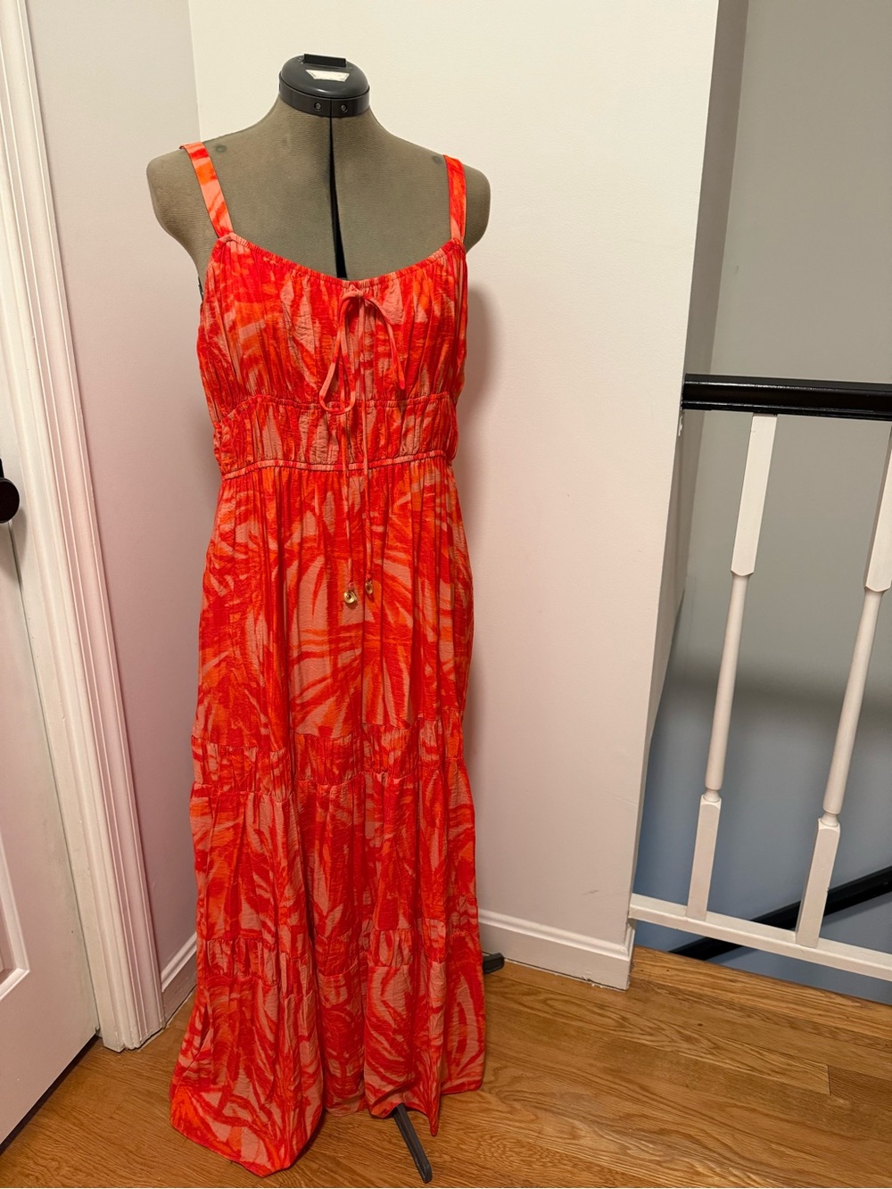 Taylor Coral-Red Printed Maxi Sundress